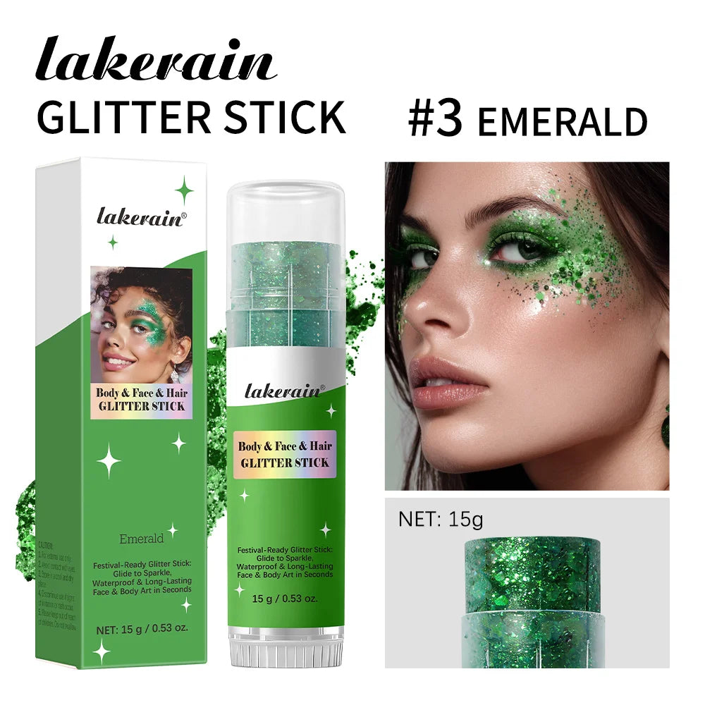 Body Glitter Sequin Stick Gel Texture Long-Lasting Dazzling Smudge-Proof Rich Sparkling Glitter Body Art for Party Stage Makeup