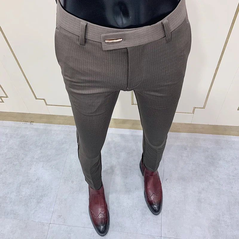 Spring 2026 Mens Casual Slim Fit Dress Pants Streetwear Suit Pants Men High Quality Office Pants All Match ankle Length Trousers