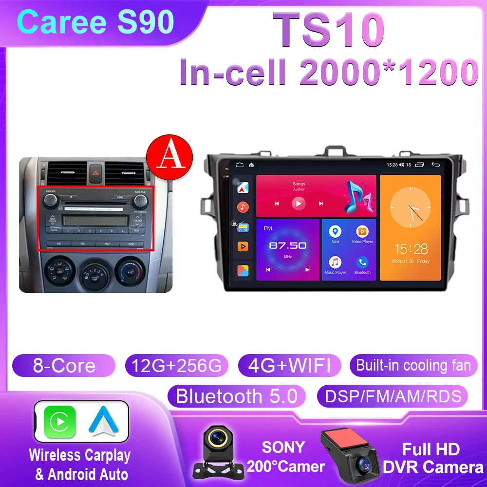 Android 14 For Toyota Corolla 2006 2007 2008 2009 2010 2012 2013 Carplay stereo Car Radio Navigation GPS Multimedia video NO DVD