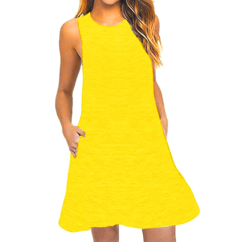 Women's Swing T-Shirt Dress — Loose Beach Cover-Up with Pockets (Plus Size)
