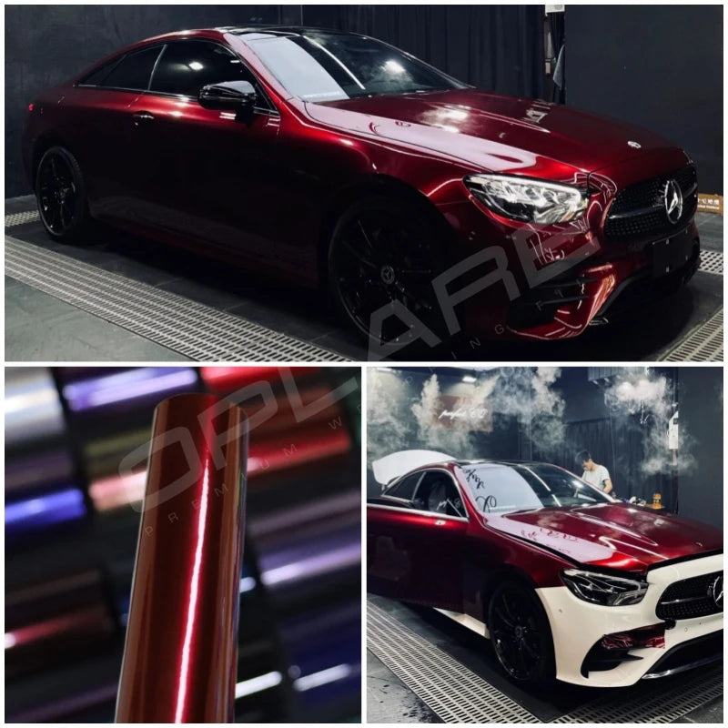 Highest quality PET glossy liquid metallic Gentiana red vinyl wrap film metallic Gentian red wrap for car wrap quality Warranty
