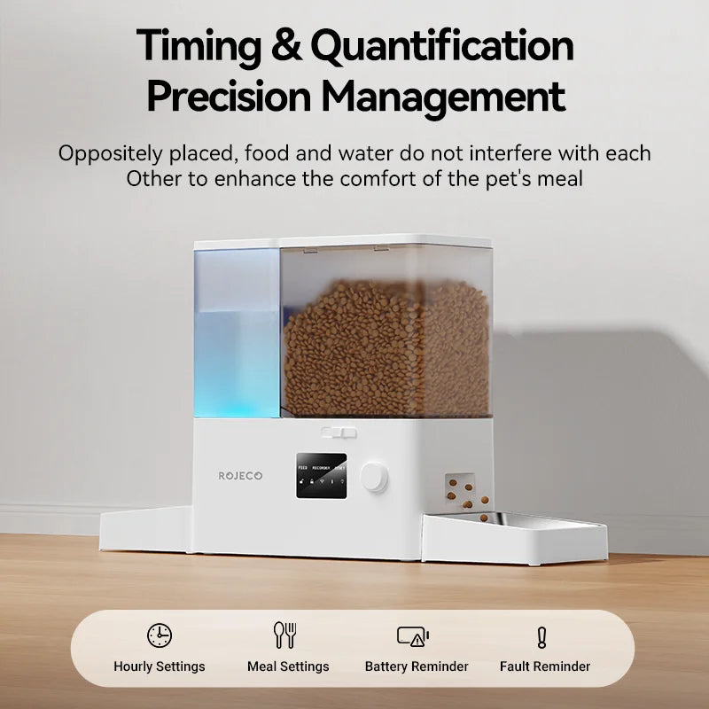 Automatic Pet Feeder with Water Fountain, 5L Food and 3.5L Water