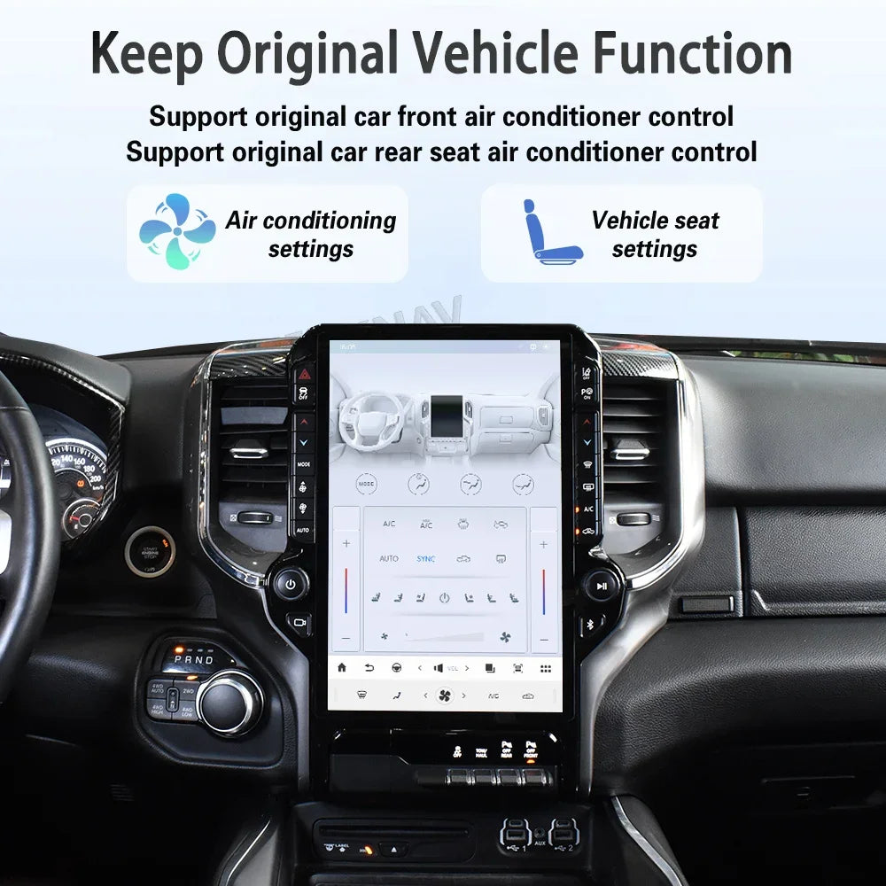 Android 14 Tesla-Style Touchscreen Head Unit for Dodge Ram 1500 (2019-2024)