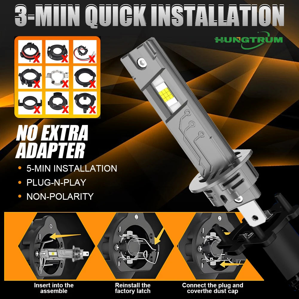 H1 LED Headlights Powerful CANBUS Bulb 1:1 Mini Size Spotlights Lights for Car With Fan Automobile Fog Light Ampoule Led H1