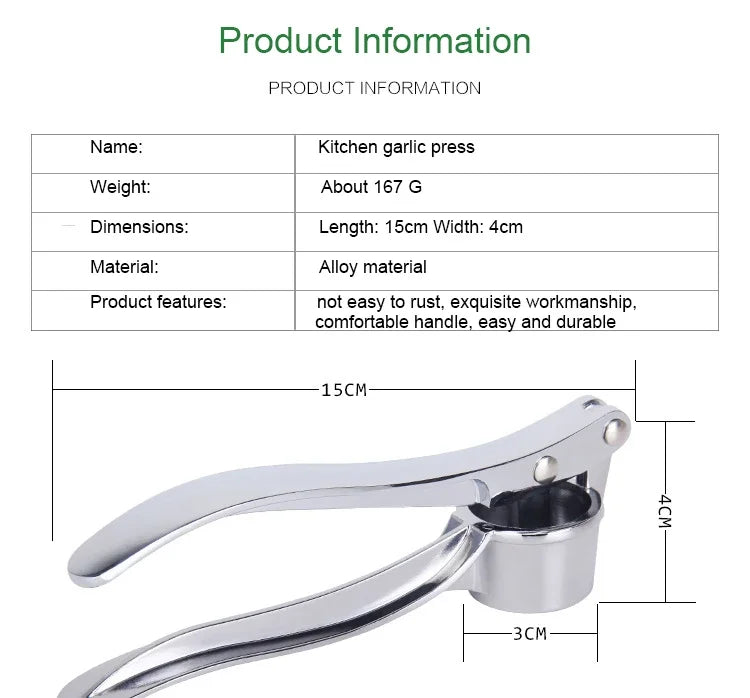 Stainless Steel Garlic Masher & Ginger Grinder – Manual Kitchen Extruder Tool | Vegetable Press