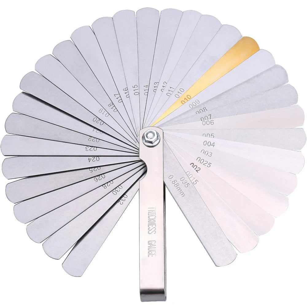 32 Blades Feeler Gauge Set Stainless Steel Dual Marked Metric and Standard SAE Valve Thickness Gauge Gap Measuring Tool