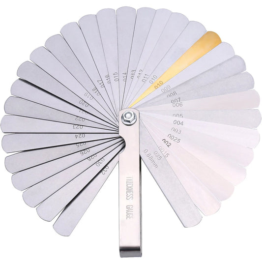 32 Blades Feeler Gauge Set Stainless Steel Dual Marked Metric and Standard SAE Valve Thickness Gauge Gap Measuring Tool