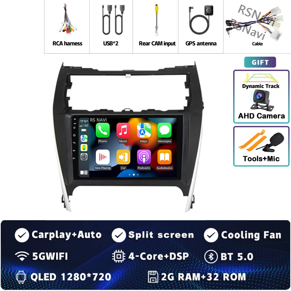 Android 16 For Toyota Camry US 2012 - 2014 2K QLED Android Car Radio Multimedia Video Player GPS Stereo CarPlay 4G Head Unit