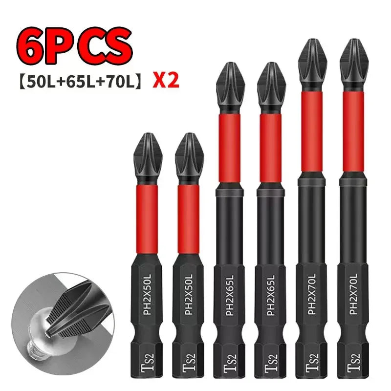 Magnetic Screwdriver Bit Set 12 Pc, S2 Steel Anti-Slip Impact