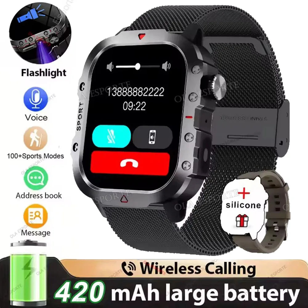 2026 Military Smart Watch – IP68 5ATM, 1.81" AMOLED, Bluetooth Call & Outdoor Fitness Tracker | Men