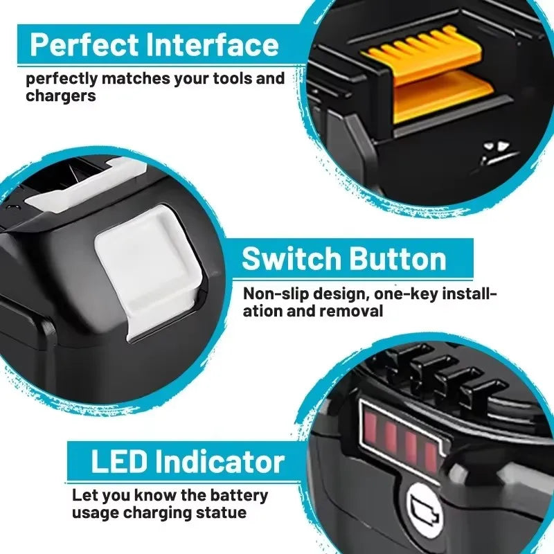 Original Makita 6Ah for Makita 18V Battery BL1830B BL1850B BL1850 BL1840 BL1860 BL1815 Replacement Lithium Battery