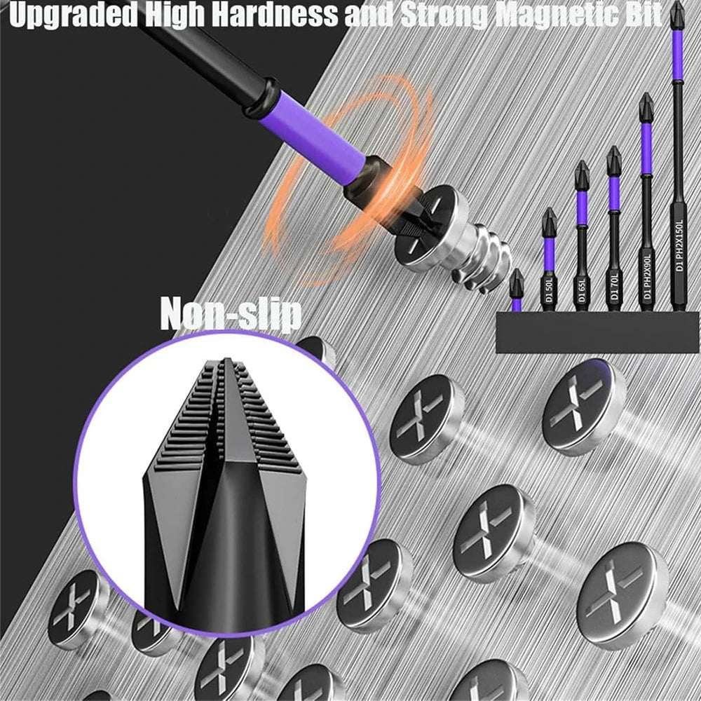 PH2 Impact Driver Bit Set 5-60PCS – Magnetic Cross Screwdriver Alloy Steel Non-Slip Drill Bits