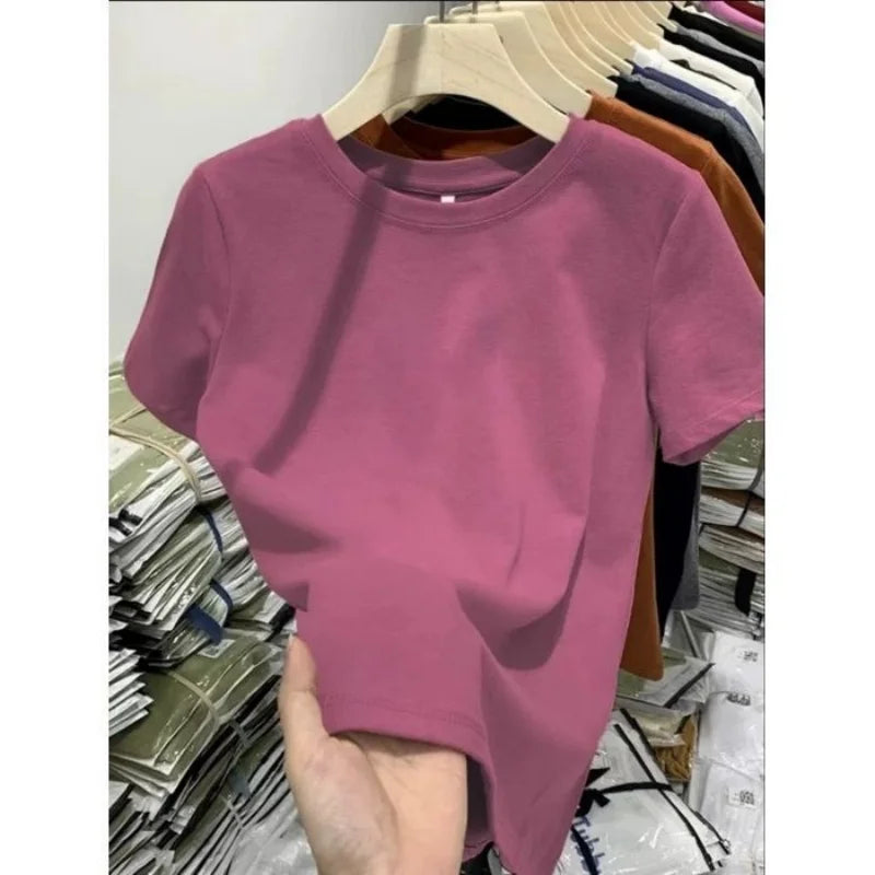 Women's plain cotton t-shirt - view 11