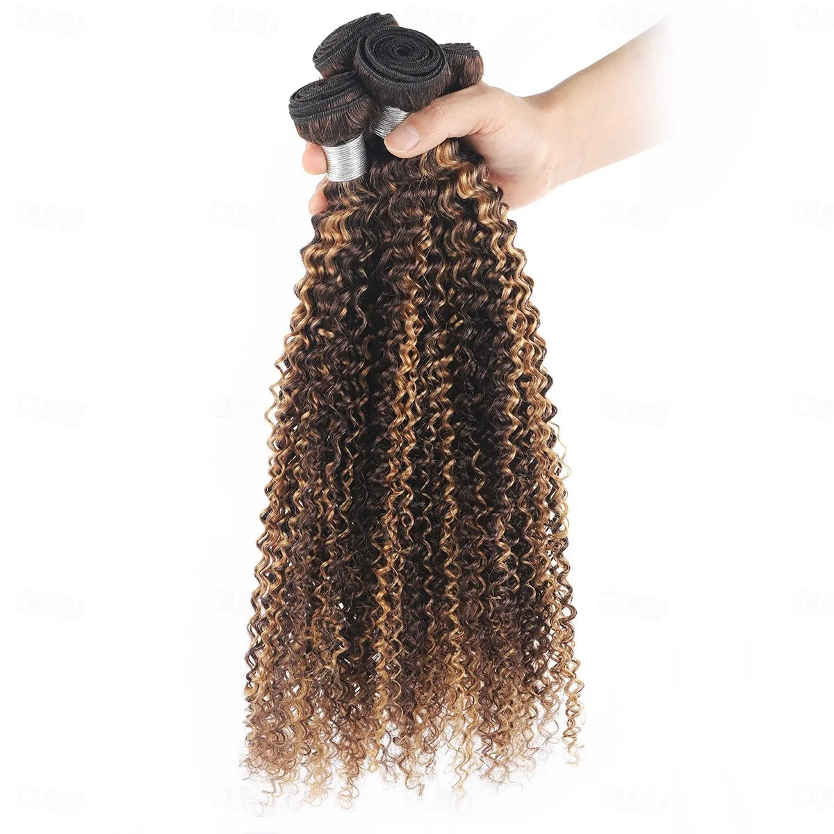 Highlight P4/27 Jerry Curly Human Hair Weave Bundles Water Wave Honey Blonde Bundles Peruvian Raw Hair Bundles Human Hair
