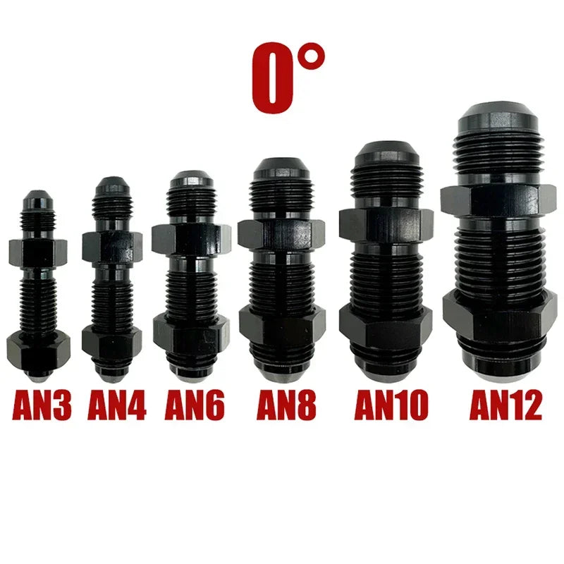 4X 0 Degrees AN3 AN4 AN6 AN8 AN10 AN12 Bulkhead Flare Fitting Union Adapter Fuel Hose Straight Fitting For Tab Rr Wirewall Black