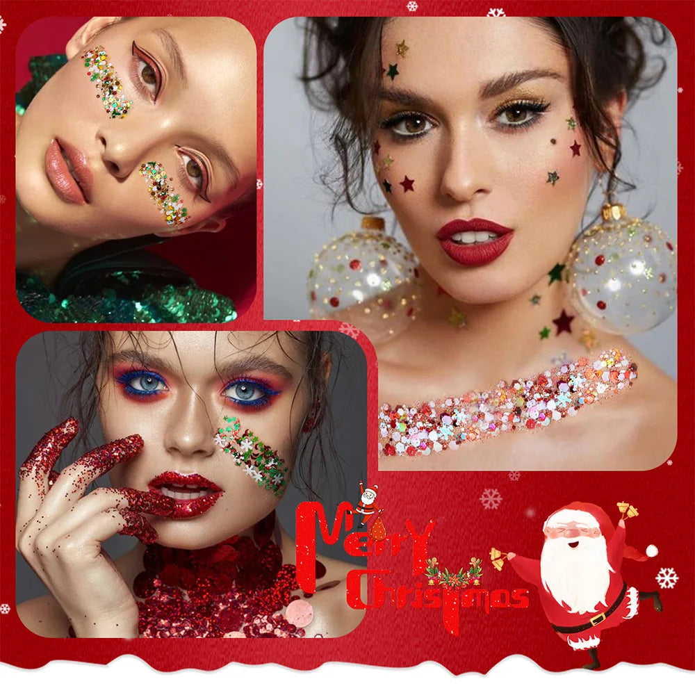 Body and Facial Glitter with Long-Lasting Shine, Suitable for Holiday and Christmas Party Makeup