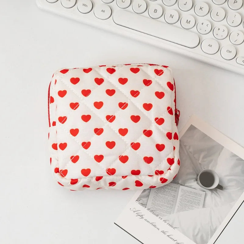Cute Large Capacity Sanitary Napkin Storage Bags Cartoon Bow Portable Girls Physiological Period Tampon Organiser Bag Pouch
