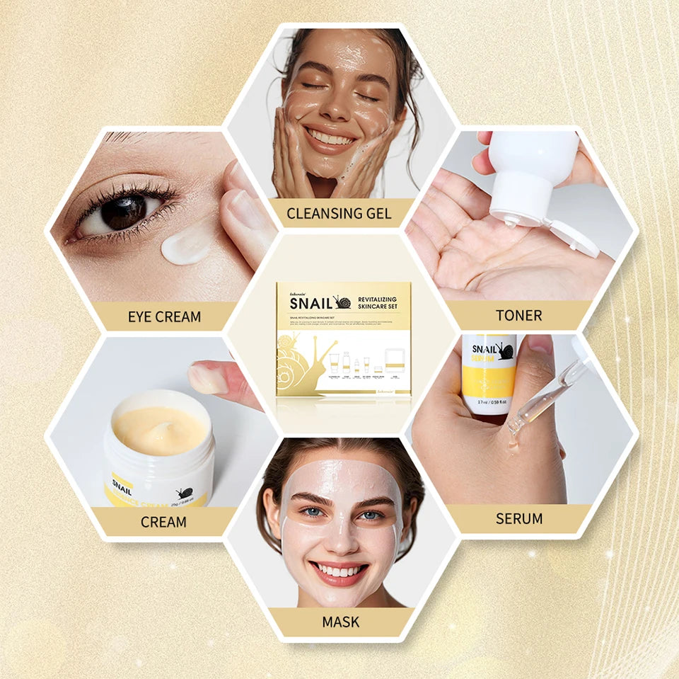 Lakerain Snail Collagen Skin Care Set Smoothing Skin Long Lasting Hydrating Deep Cleaning Improve Elasticity Face Care Kits