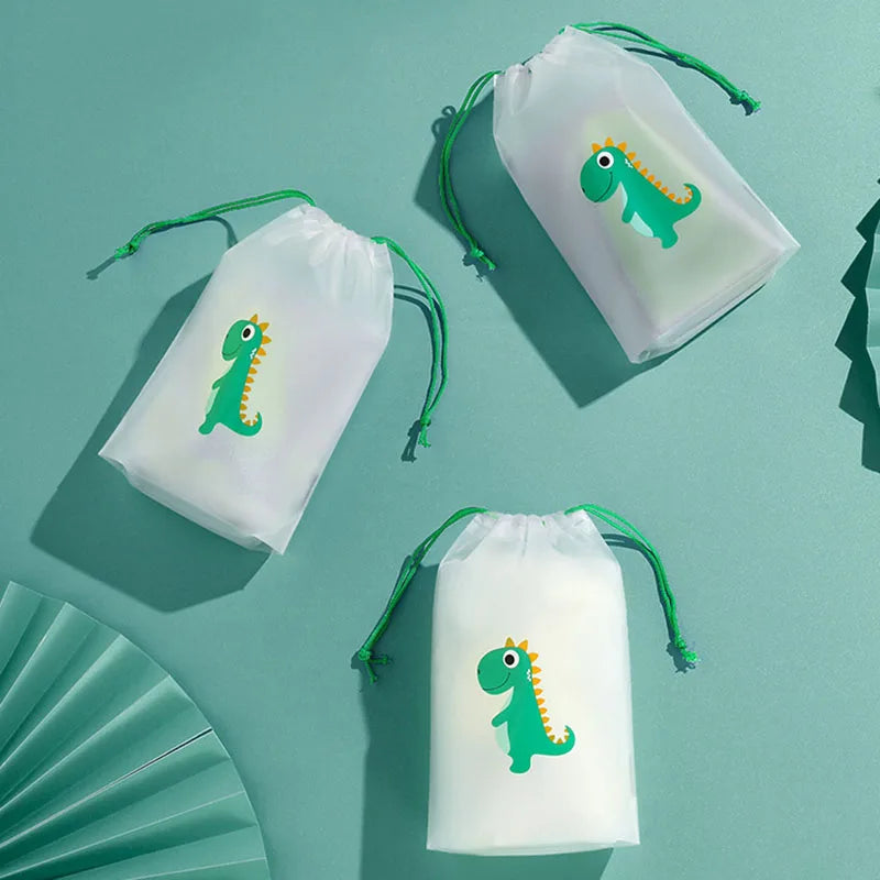 PE Dinosaur Bundle Pocket Plastic Drawstring Bag Frosted Shoes Travel Storage Bag Transparent Clothes Socks Shoes Plastic Bag