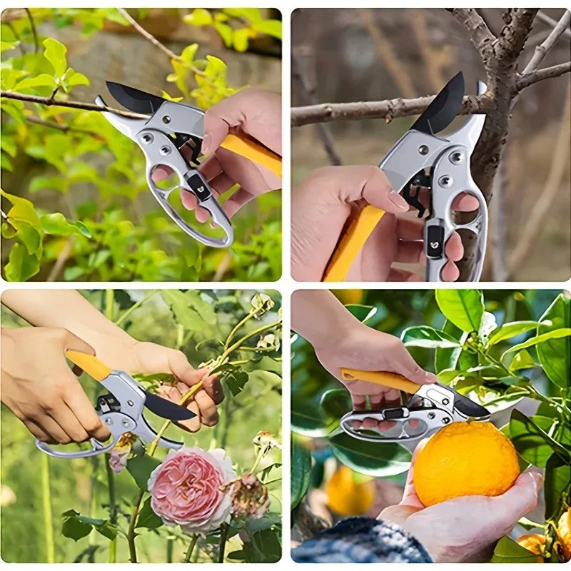 Ergonomic Pruning Shears - Titanium-Plated Alloy Steel, Quick Efficient Cuts, Labor-Saving Spring, For Garden and Fruit Picking