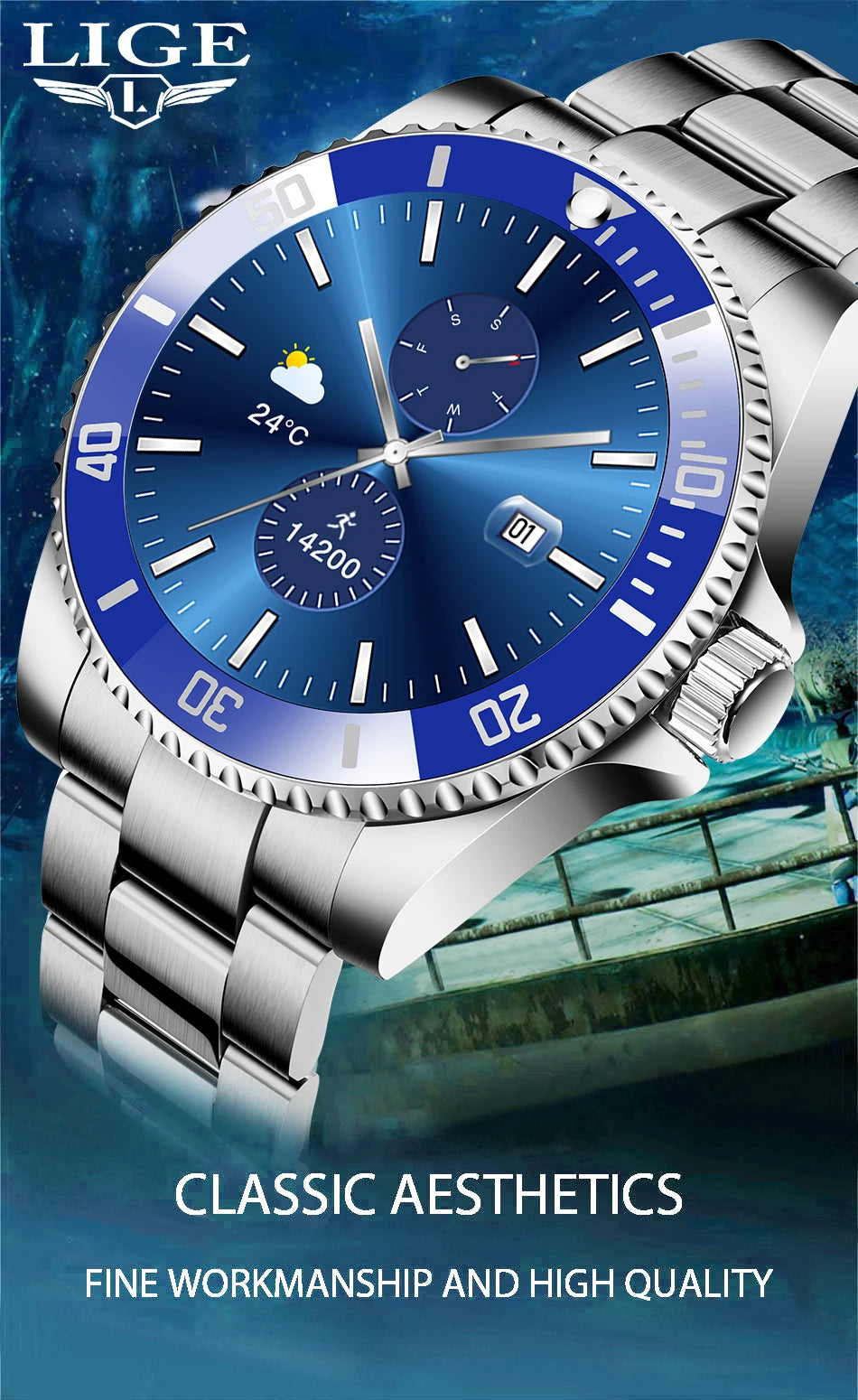 LIGE 2026 Luxury Smart Watch – Bluetooth Call, Health Monitoring & Multi-Sport | Men & Women Gift