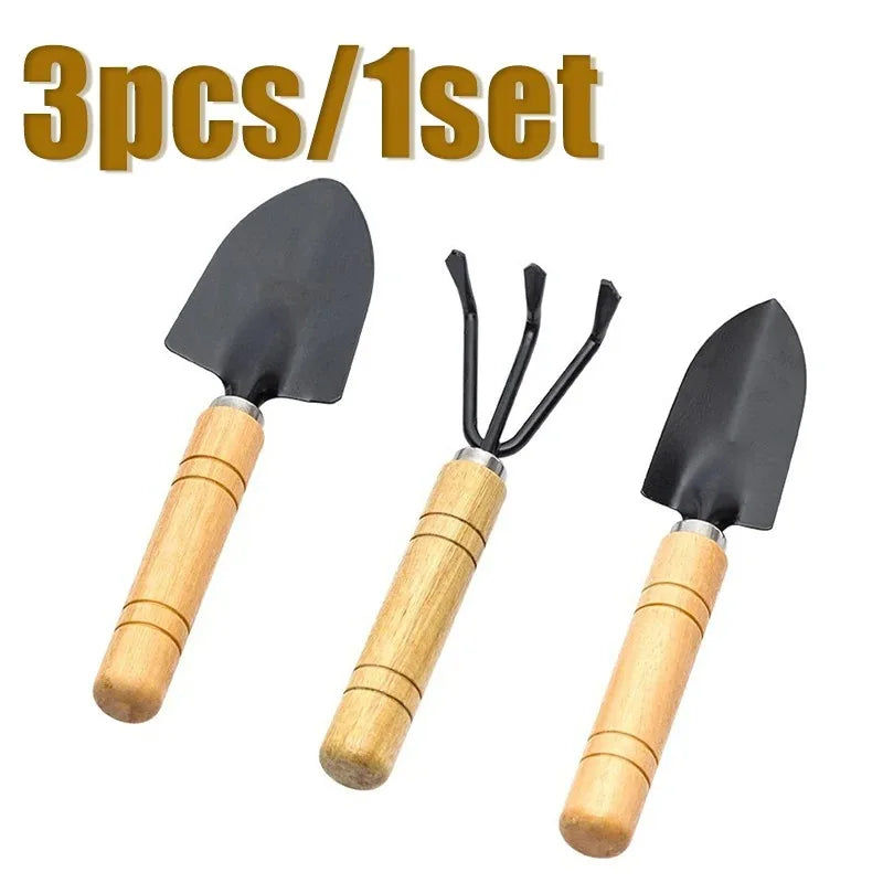 3pcs/set Rake and Shovel Set Mini Gardening Tool Set Garden Potted Flower Soil Loosening Planting Transplanting Hand Tool Kit