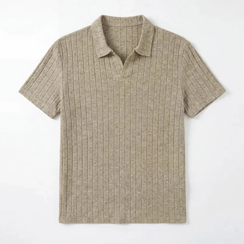 Men's Ribbed Collar Polo - Short Sleeve, Comfortable Daily Fit