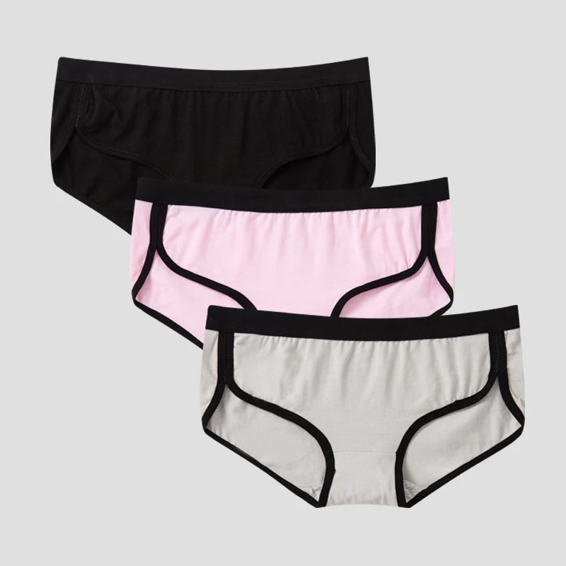 BANNIROU 3-Pack Cotton Briefs – Breathable Low-Rise Panties