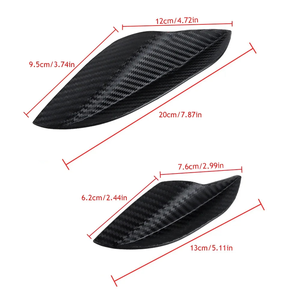 4pcs Universal Carbon Fiber Car Front Bumper Lip Rubber Fins Styling Spoilers Splitter Canards Valence Sticker Decorative Kit