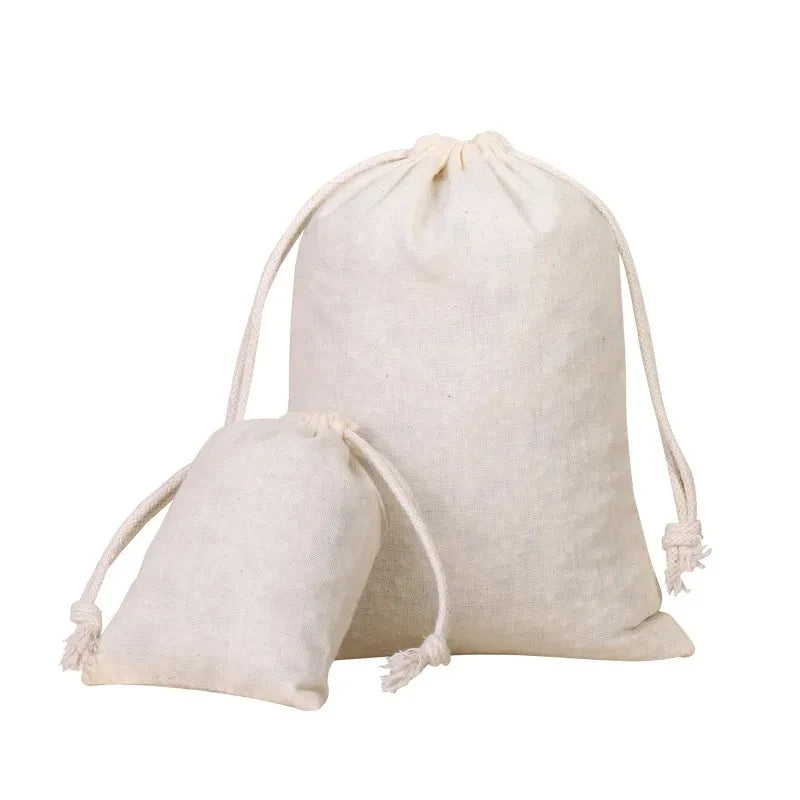 Natural Cotton Drawstring Storage Bags Christms Wedding Gift DIY Plain Pouch Reusable Home Organize Dustbag