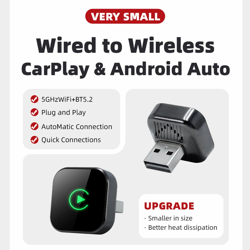 EKIY 2in1 Wired To Wireless CarPlay Adapter Android Auto Dongle Smart AI Box High Quality Car Accessories Intelligent System