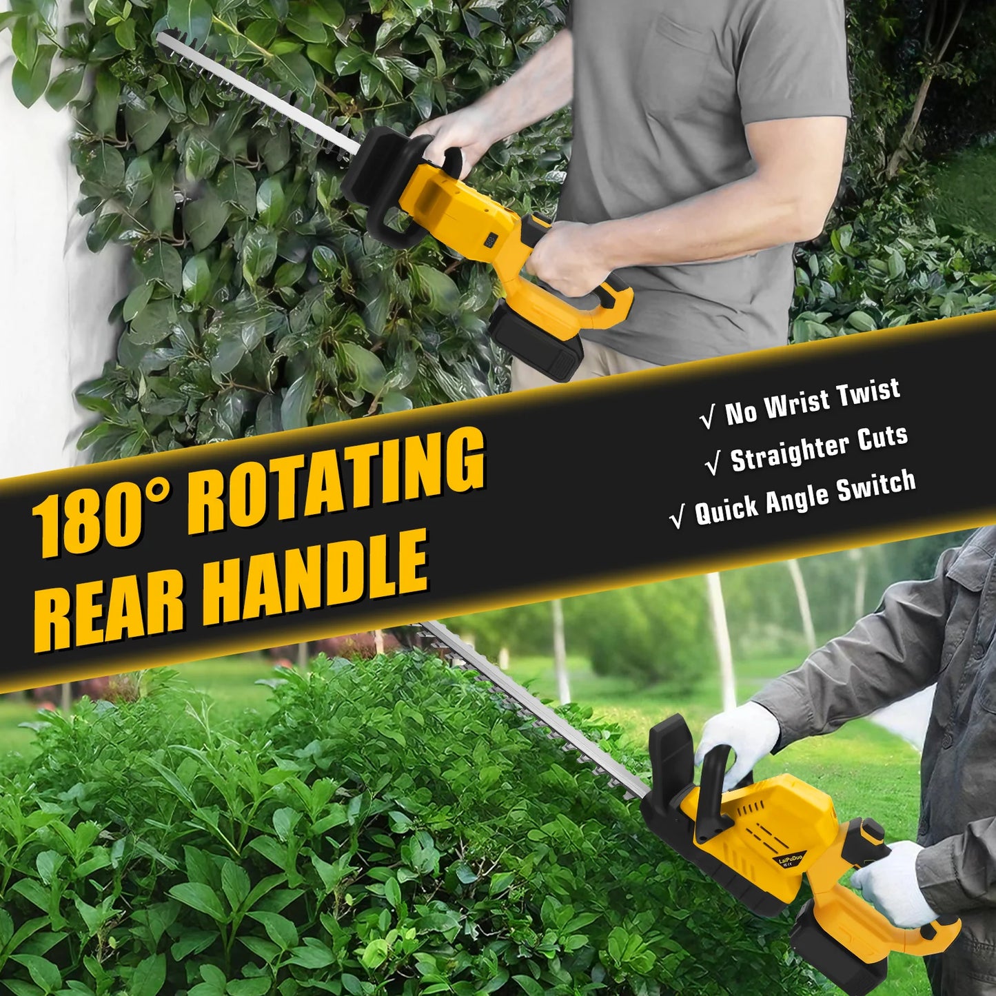 Brushless Cordless Hedge Trimmer 3000RPM – Compatible with Dewalt 20V Battery (Battery Not Included)