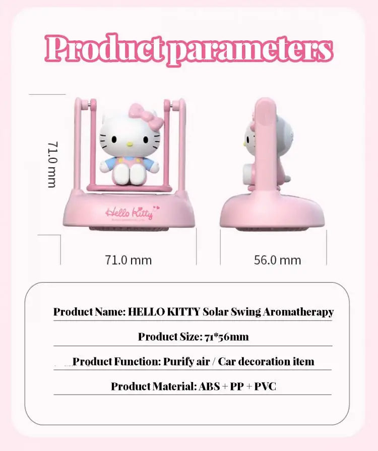 Interesting Hello Kitty Kuromi Solar-Powered Aroma Diffuser Car Perfume Car Decoration Item - A Gift for Boys and Girls