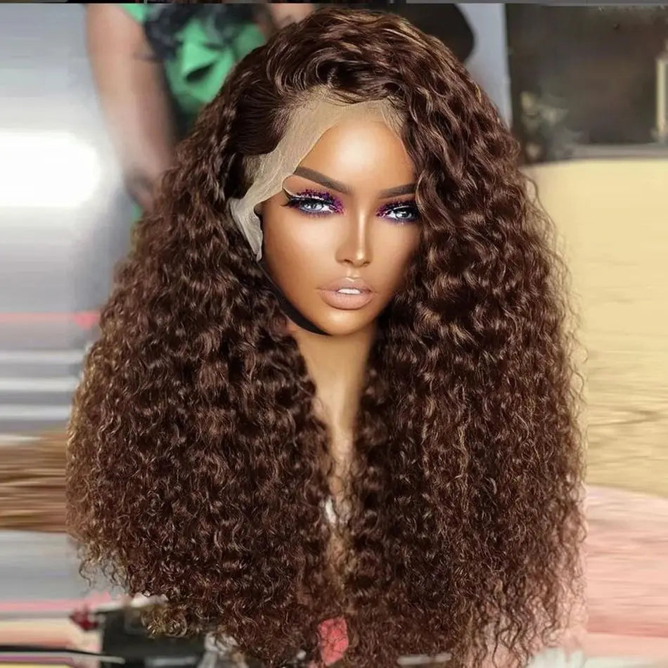 Deep Wave 13x4 / 13x6 HD Lace Front Human Hair Wig — Chocolate Brown (up to 40")