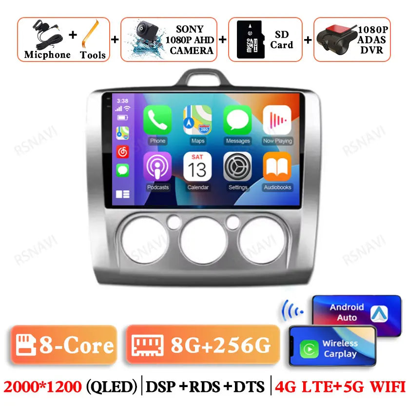 Android 14 Head Unit with CarPlay for Ford Focus 2/3 Mk2/Mk3 (2004-2011)