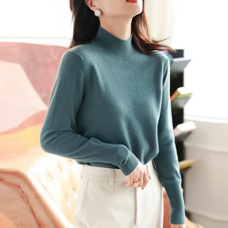 Women's mock neck base sweater, slim knit — view 11 of 20