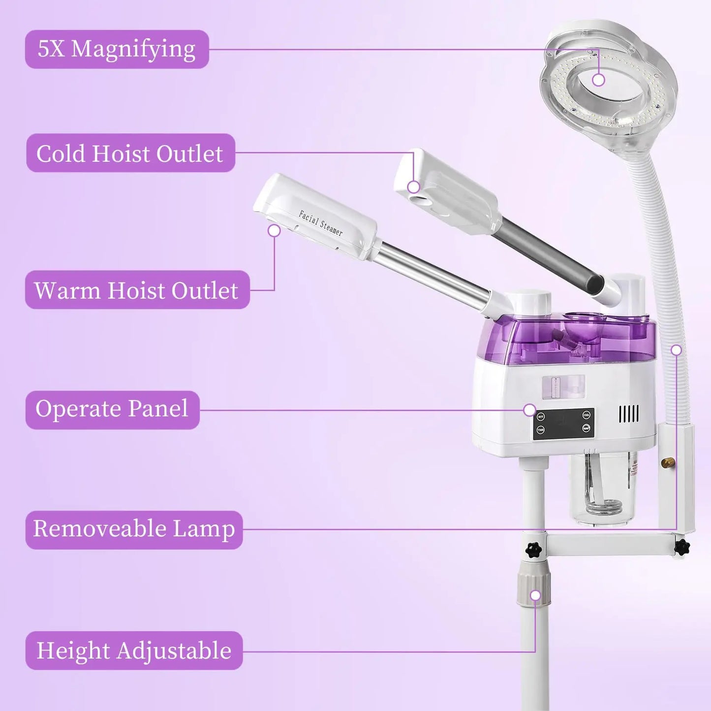 Three-in-One Facial Steamer, Hot and Cold Spray Machine, Adjustable Dual Nozzle Hydrator for Home Use, Portable Face Moisturizer