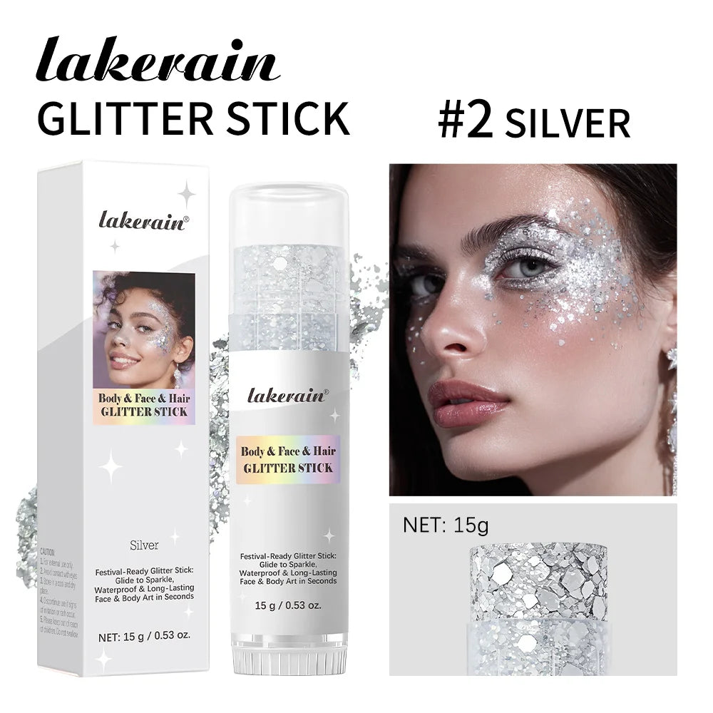 Body Glitter Sequin Stick Gel Texture Long-Lasting Dazzling Smudge-Proof Rich Sparkling Glitter Body Art for Party Stage Makeup