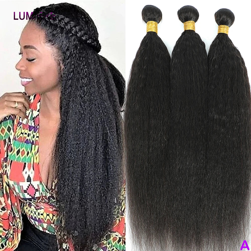 Kinky Yaki Straight Human Hair Bundles Deal Raw Virgin Human Hair Bundles Deal Brazilian Hair Extensions On Sale Clearance