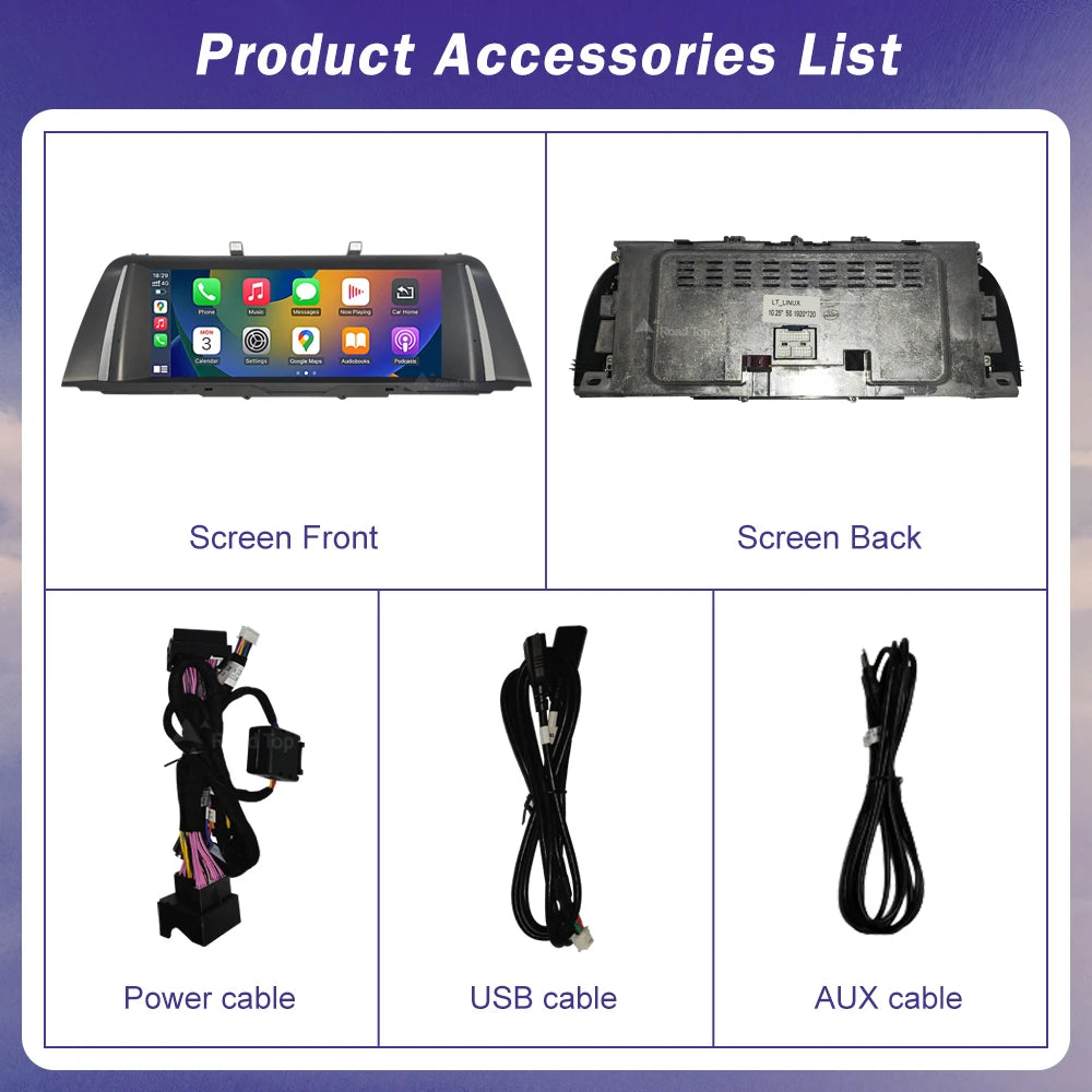 1920*720 Multimedia Car Radio Screen For BMW 5 Series F10 F11 CIC NBT System 2011-2017 Wireless Carplay Android Auto Display