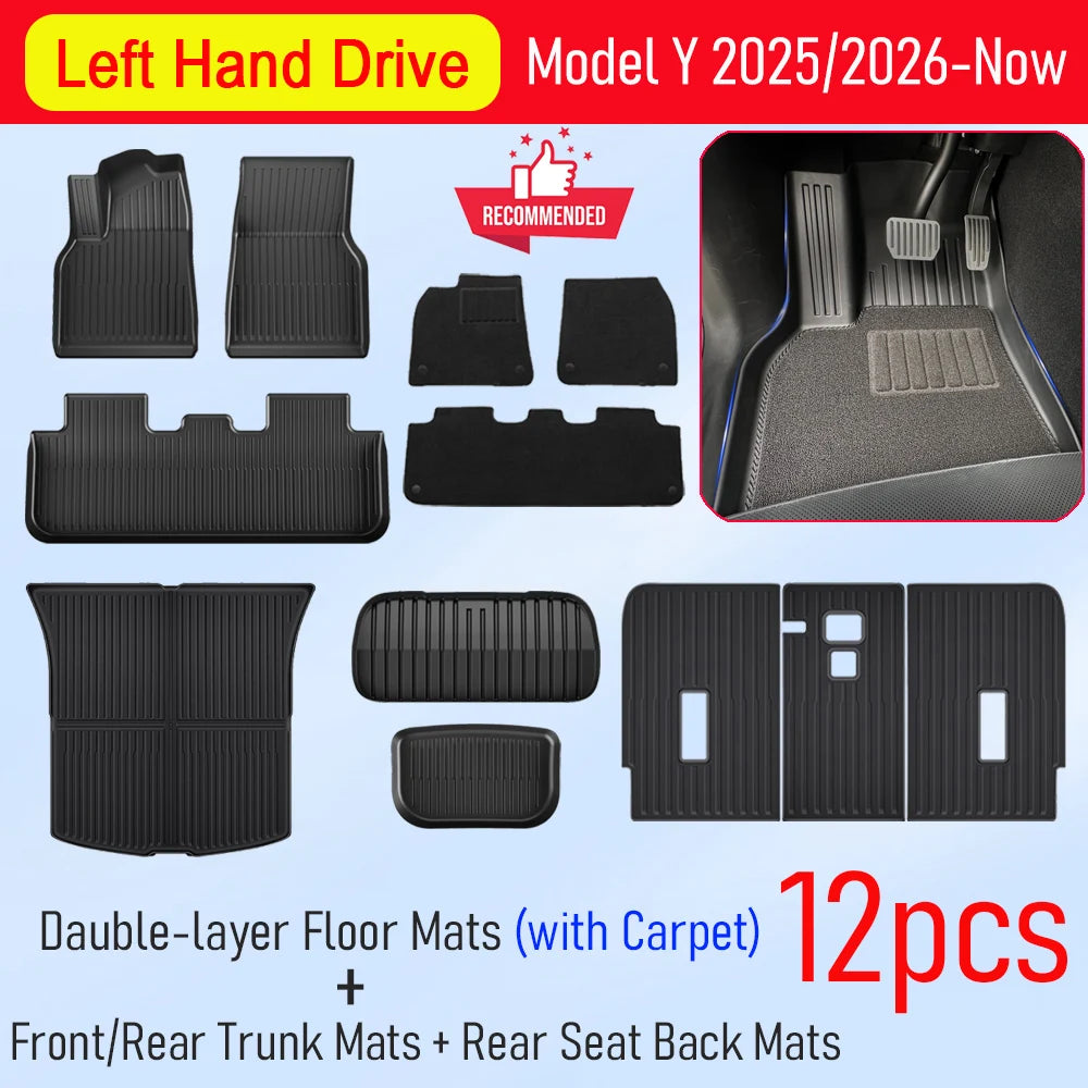 for Tesla Model Y Juniper 2026 2026 Car Floor Mats Cargo Liner Trunk Mats Backrest Kick Pads Protection Car Interior Accessories