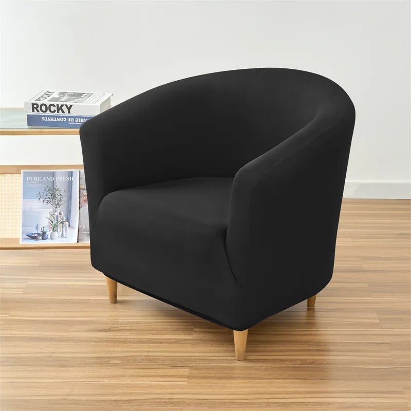 1PC Stretch Club Chair Cover Water Repellent Solid Color Arc Sofa Covers Single Removable Seat Slipcover Hotel Bar Counter Decor
