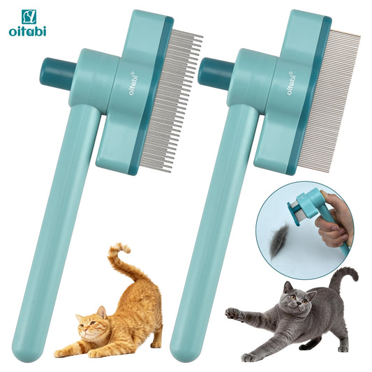 OITABI 1/2PCS Rotatable Flea Comb for Cat Dog Brush for Shedding Pet Hair Removal Comb with Stainless Steel Teeth for Deshedding