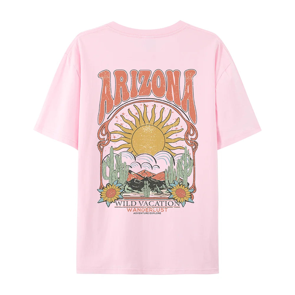 Arizona Scenery Printed Womens T-Shirt Harajuku Personality Tshirt Fashion Casual Clothing Breathable Summer T Shirts Women