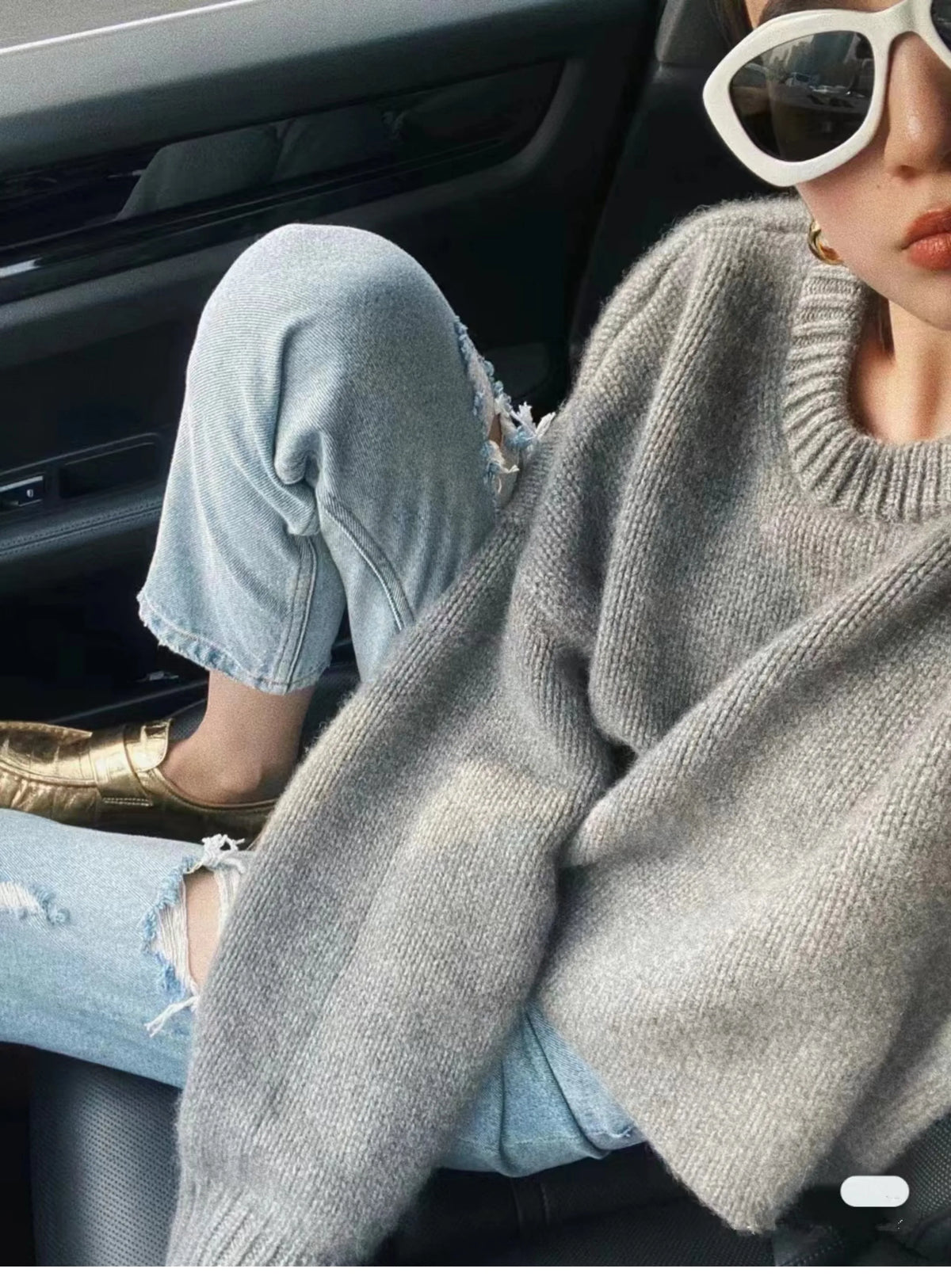 Women's Cashmere Loose Crew Neck Sweater