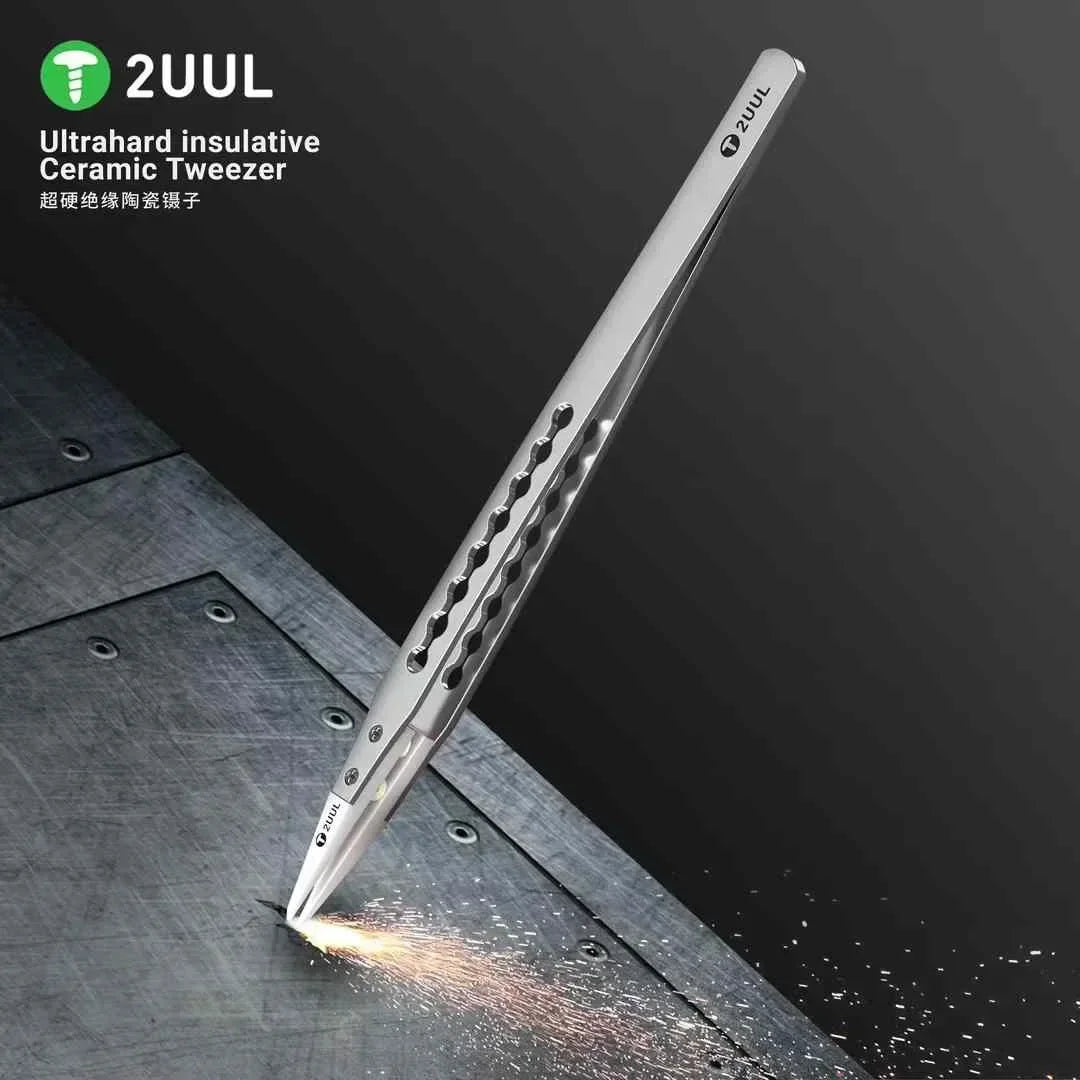 2UUL TW31 Ultrahard insulative Ceramic Tweezer Anti-Static For Mobile Chips Tweezers Mobile Phone/CPU/IC/PCB Repair Tweezers