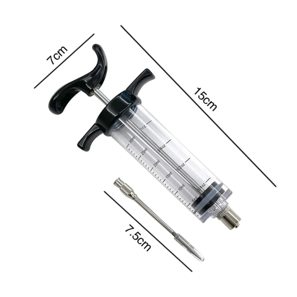 Food Grade PP BBQ Meat Syringe Kitchen Tools BBQ Meat Flavor Injector with 3 Stainless Steel Needles Kitchen for Home Outdoor