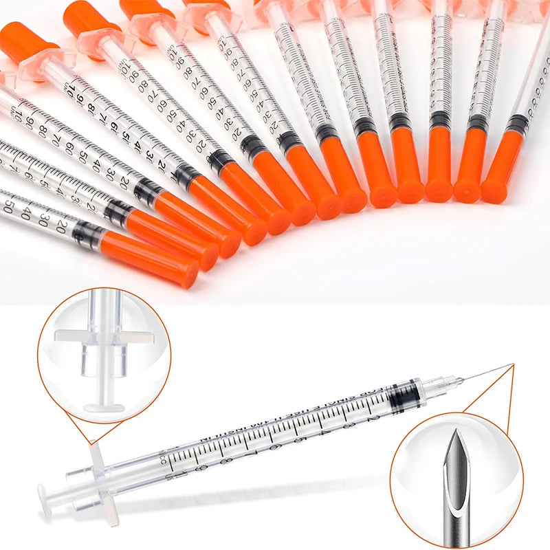 45-Pack of 0.5/1ml Disposable Veterinary Syringes with Needles for Pets and Farm Animals