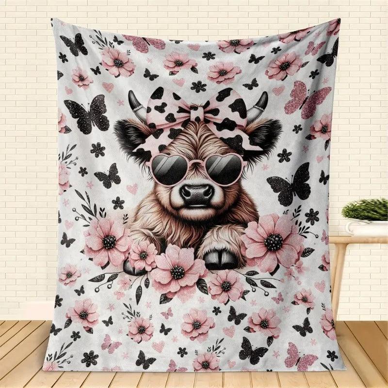 Highland Cow Flannel Throw Blanket