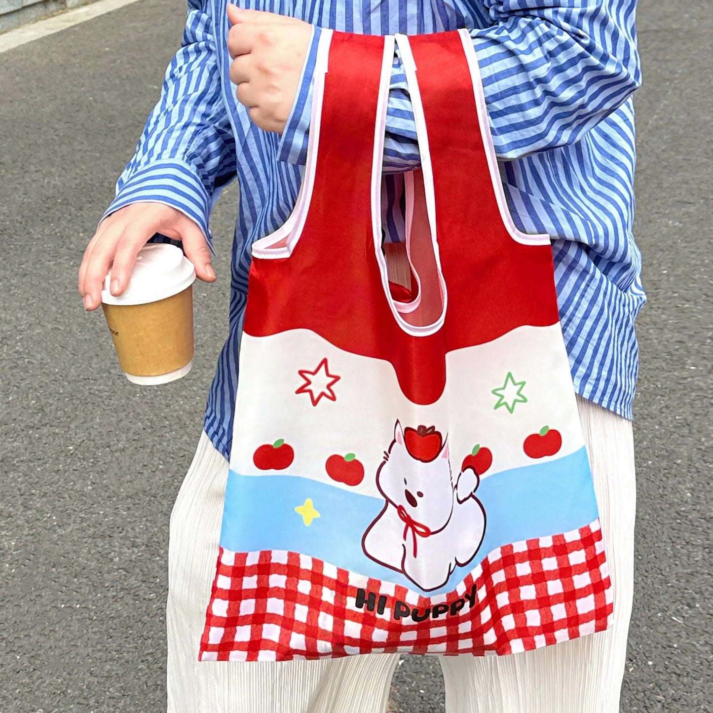 Cute Shopping Bag Large Capacity Supermarket Eco-Friendly Bag Foldable And Easy To Carry Bag Together
